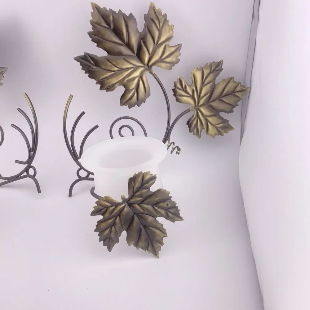 Partylite Grape Leaf Wall Sconce Pair With Frosted Votive Holders P7751